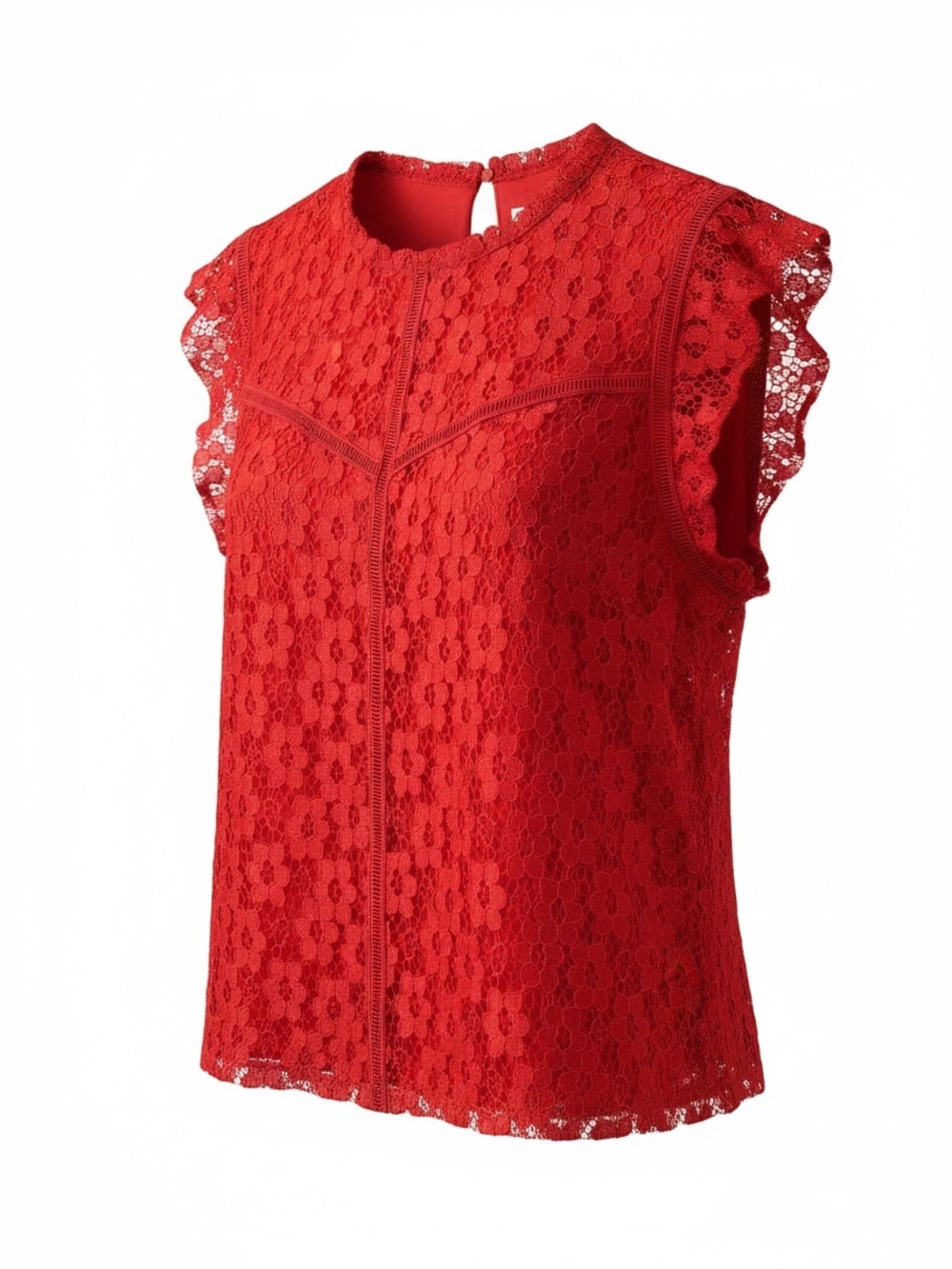 Nanette Lepore Candy Apple Lace Short Sleeve Shirt